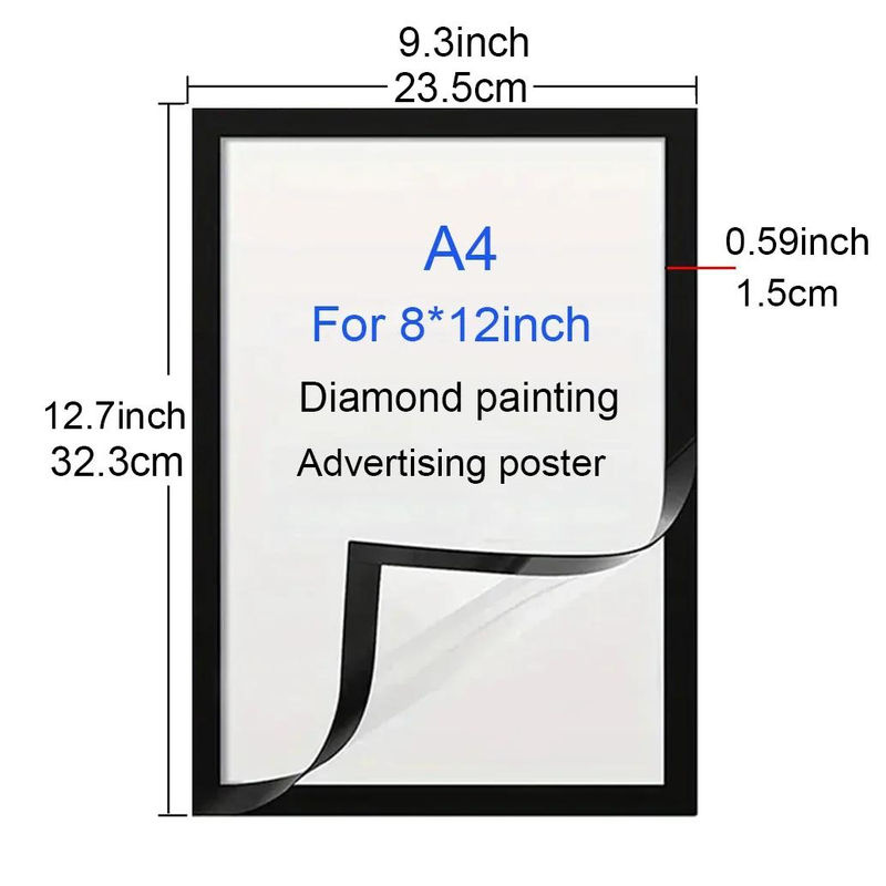 Binchi Lighting Appliances Magnetische Bilderrahmen A4 aus Kunststoff in Schwarz für Wandmontage und Dekoration - Bild 3