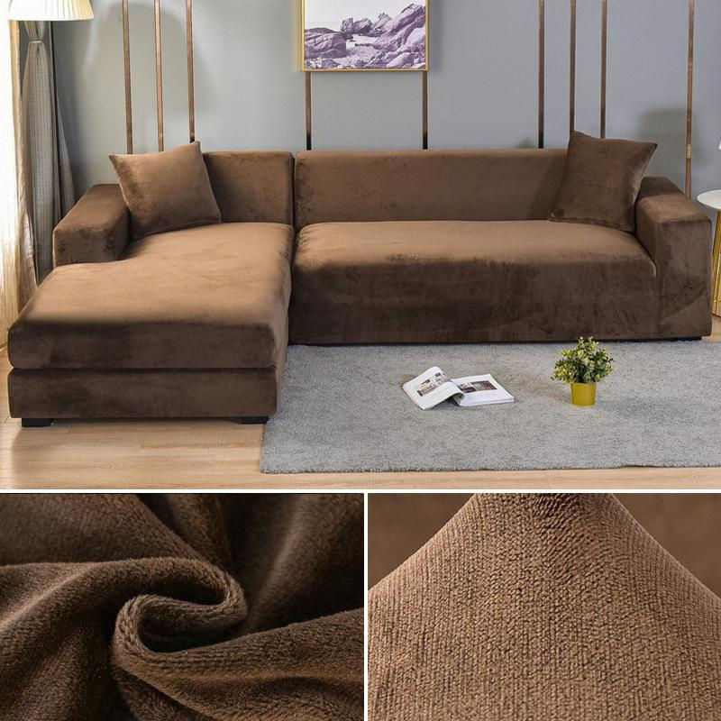 Elastischer Samt-Sofabezug von Your Warm Home für 1-Sitzer, weicher Plüsch-Couchbezug aus Polyester, Breite: 90-140 cm - Bild 3