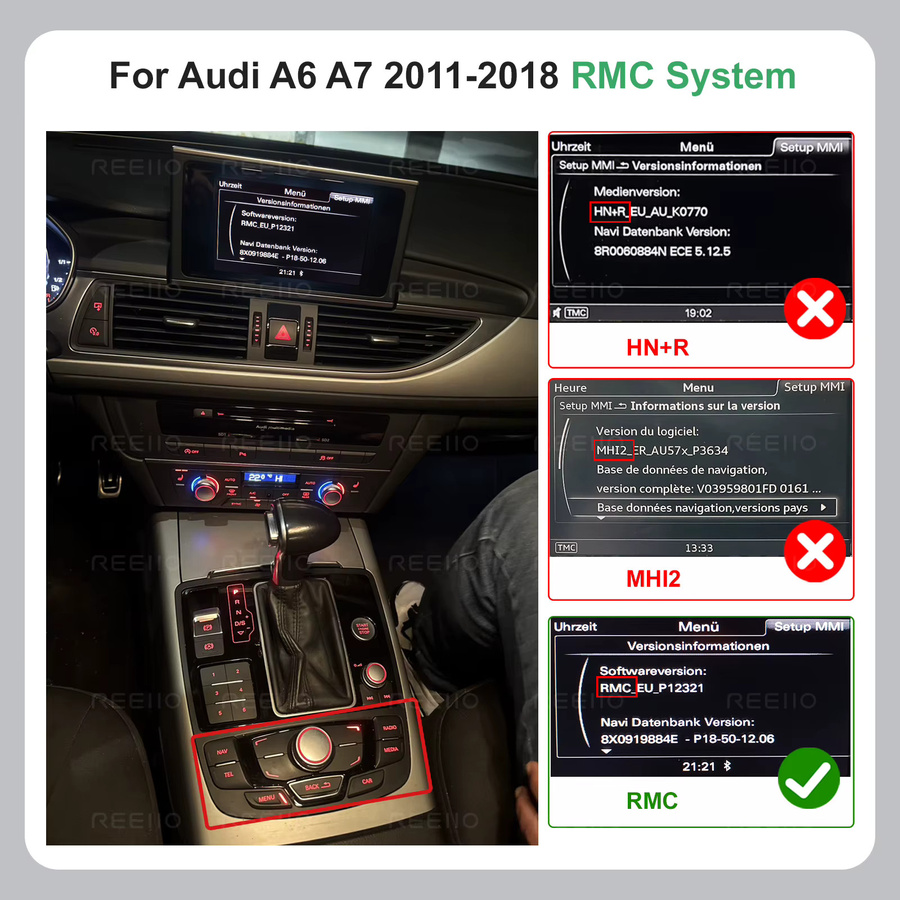 Drahtloses CarPlay und Android Auto Interface Retrofit Kit für Audi A6 C7 und A7 2012-2016 mit RMC/HN + R System Decoder Box Modul und Airplay in Schwarz - Bild 4