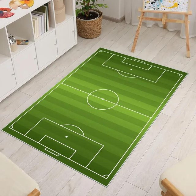 Personalisierter Fußballfeld Teppich mit Teamlogo in Grün, B/H: 60 x 40 cm - Bild 1
