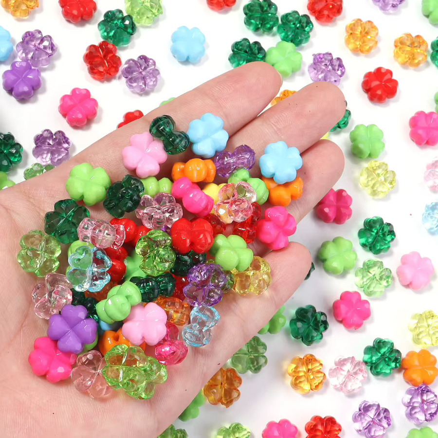 louleur Acrylperlen, vierblättriges Kleeblatt, 11 mm, bunt, Unisex - Bild 3