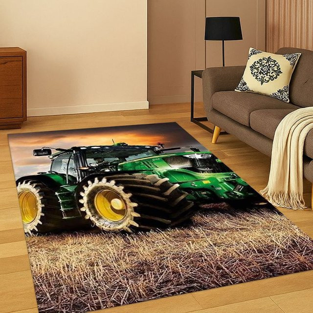 Faviora Kinderteppich mit Retro-Traktor-Motiv, rutschfest, mehrfarbig, rechteckig - Bild 1