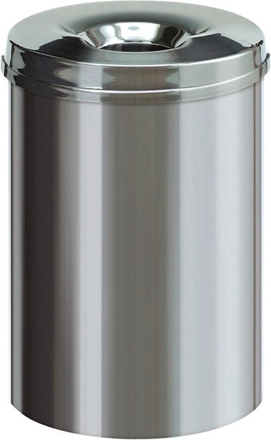 PROREGAL Selbstlöschender Papierkorb und Abfallsammler aus Edelstahl in Silber, Volumen: 30 Liter, H x Ø: 47 x 33,5 cm - Bild 1