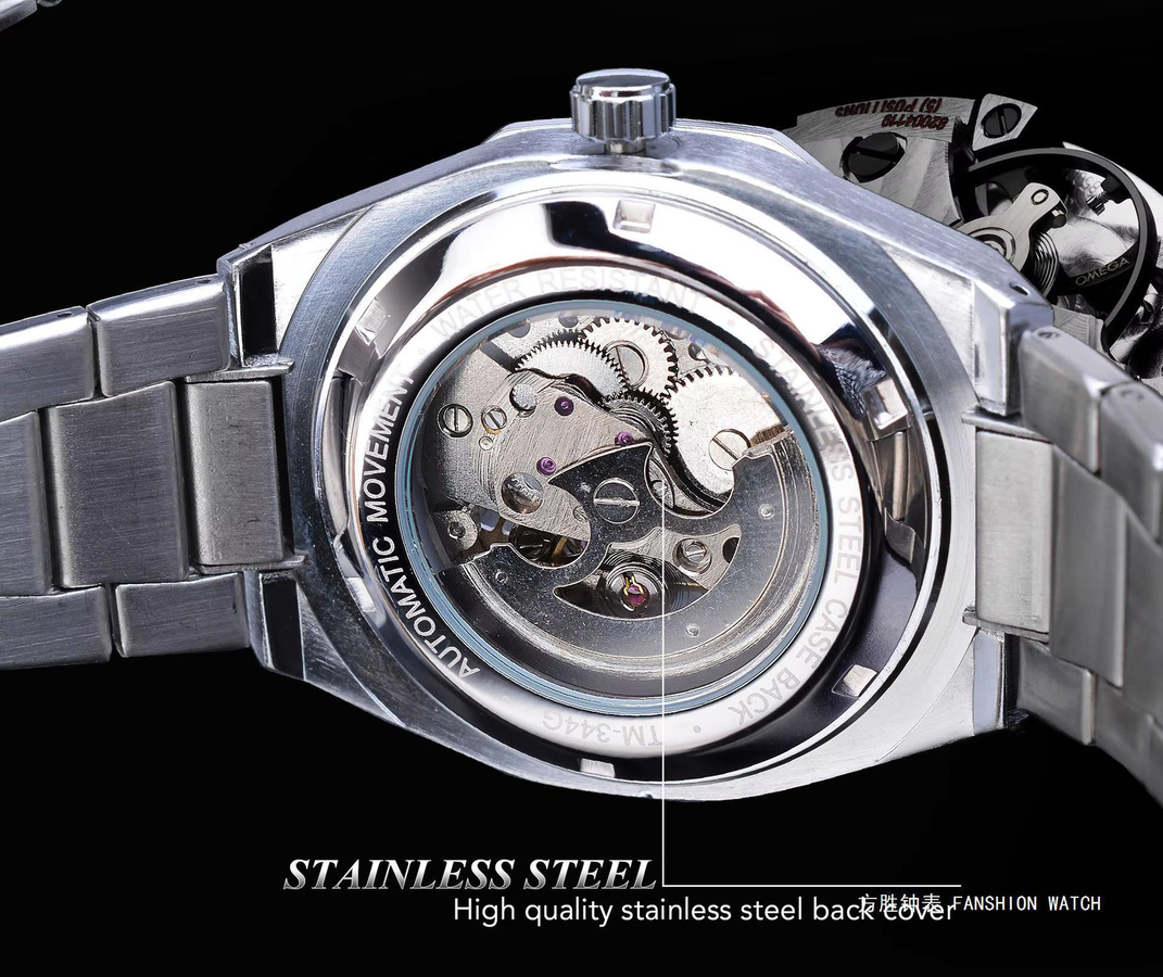 Forsining Armbanduhr Automatik, Edelstahl, Schwarz, Herren - Bild 3