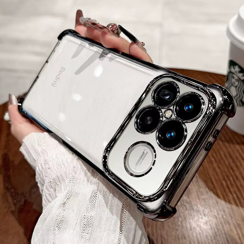 Transparente Schutzhülle für Xiaomi POCO F8 Ultra Pro und POCO F8 Pro mit magnetischer Rückseite und viereckigem Ständer in Silber - Bild 1