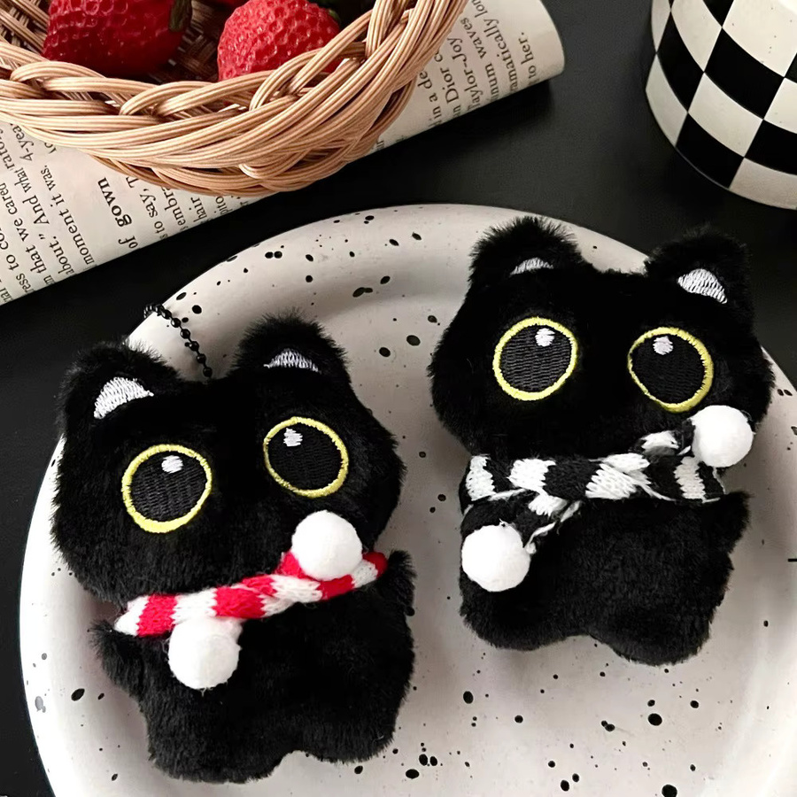 Plüsch-Puppenanhänger, schwarze Katze, Rucksack-Schlüsselanhänger - Bild 3