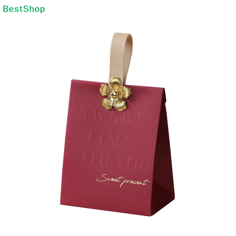 10 Stück rote Geschenkboxen aus Papier für Hochzeiten und Partys als tragbare Verpackung für Süßigkeiten - Bild 2