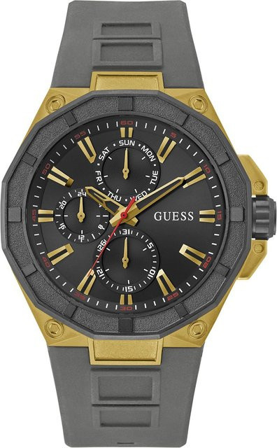 Guess Herrenuhr, Quarz, Edelstahl, 50 mm, Silikon, Schwarz, 5 ATM - Bild 1