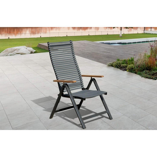 LECO Klappstuhl Juno 2er-Set aus Aluminium mit Armlehnen in Anthrazit/Grau - Bild 2