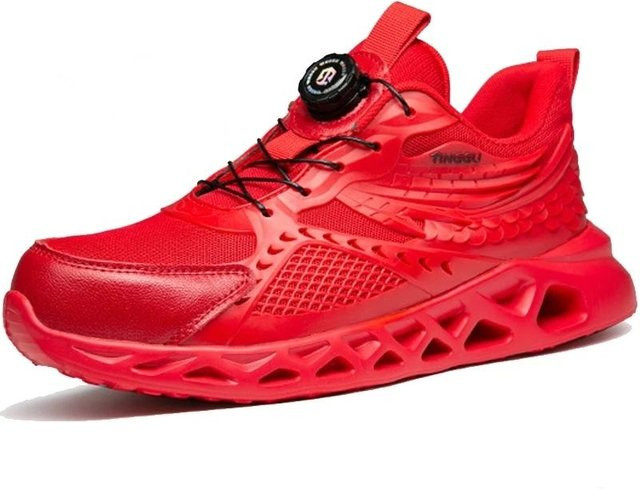 Shoekeeper Arbeitssicherheitsschuhe mit Rotationsknopf für Männer und Frauen, atmungsaktive Sicherheitsturnschuhe mit Stahlkappe in Rot, Größe 39 - Bild 1