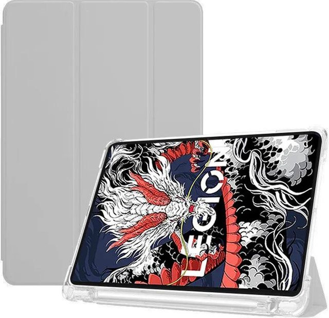 Lenovo Legion Y700 3. Gen TB321FU Schutzhülle mit Stifthalter und Ständer aus weichem TPU in Grau und Transparent - Bild 1