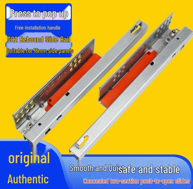 Dongtai DTC G02 Auszugsschienen mit zweistufiger Rückholfunktion und Push-to-Open Funktion, Farbe: Silber, Material: Stahl, Länge: 450 mm - Bild 1