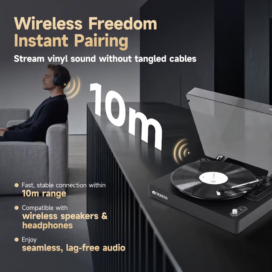Retekess TR643 Vintage-Plattenspieler mit Bluetooth in Schwarz - Bild 3