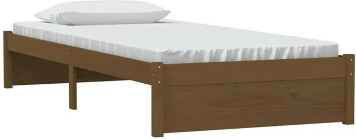 Massivholzbett aus Kiefer von Vidaxl in Braun, B/T/H: 90 x 190 cm, Modernes und Minimalistisches Design - Bild 1