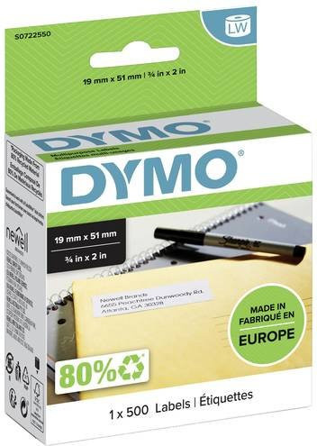 DYMO Universal Vielzweck-Etiketten aus Papier, Weiß, B: 51 mm, H: 19 mm, 500 Stück, permanent haftend - Bild 1
