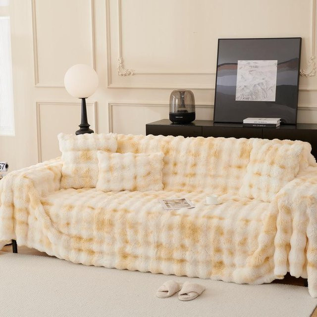 Super Six Plüsch-Sofabezug aus Fleece mit Anti-Rutsch-Funktion, warmes Sofatuch für Winter und Haustiere, B/T: 180 x 130 cm - Bild 1