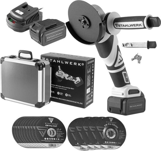 STAHLWERK Brushless Akku Winkelschleifer AWS-20 ST 20V/4Ah in Schwarz mit 0 - 7500 min-1 - Bild 1