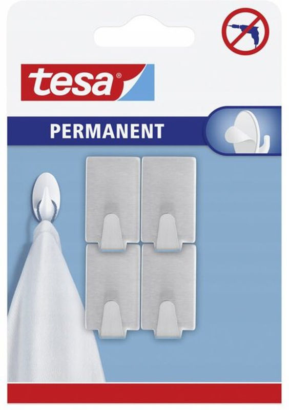 tesa Permanent Haken Rechteckig aus Metall in Silber - Bild 2