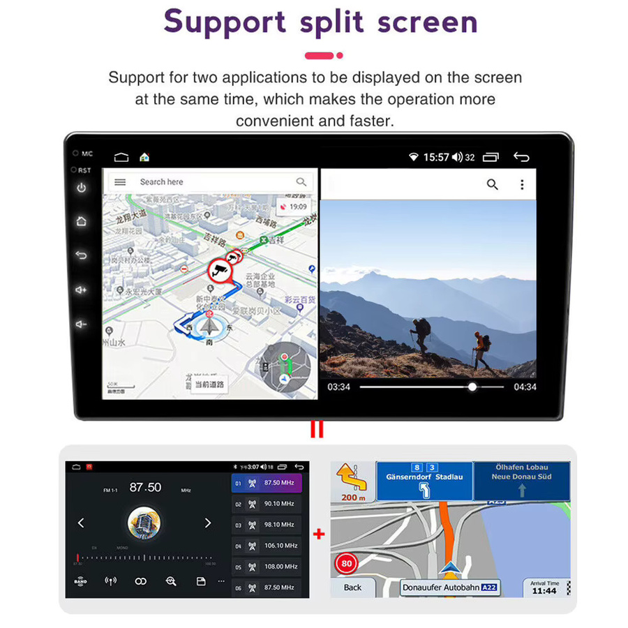 Carplay Autoradio-Player für Peugeot 308 2007-2015 mit Android 13, GPS-Navigation und Multimedia-Funktionen, Schwarz - Bild 2