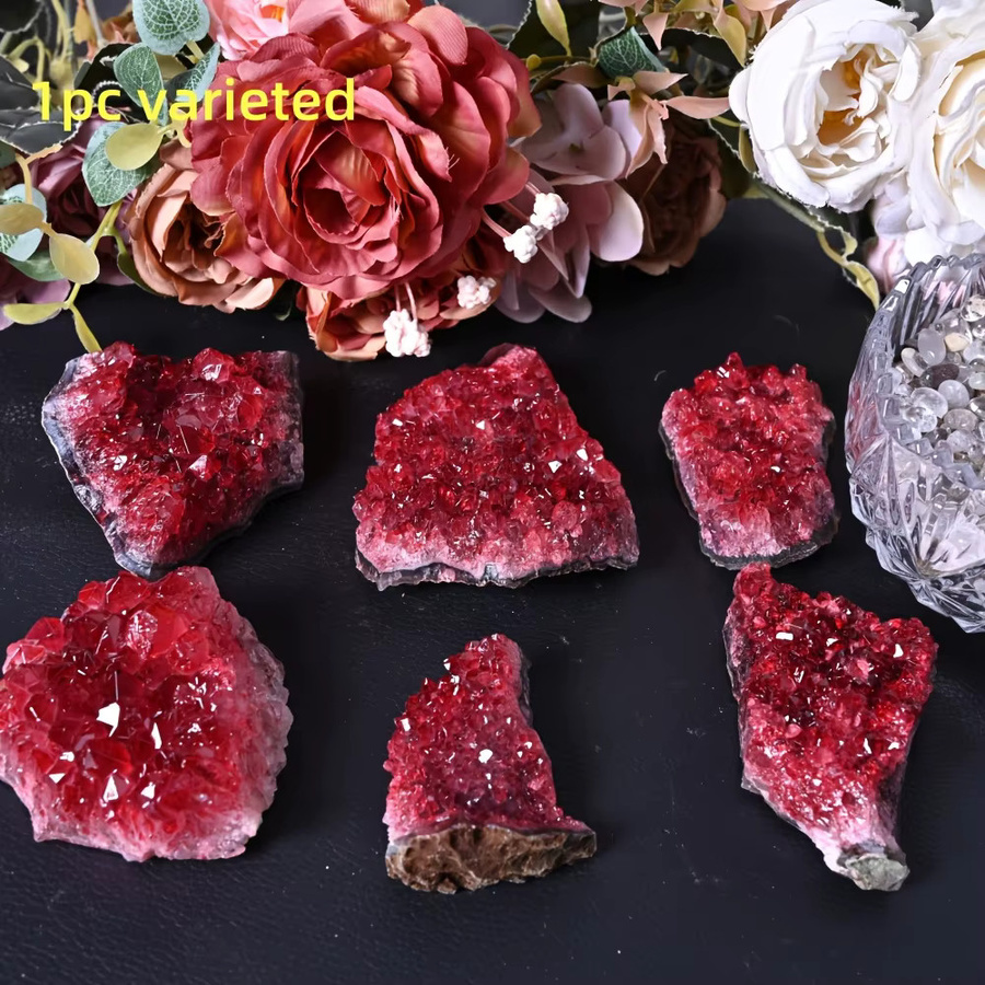 Burgunderroter Kristallcluster von CrystalHola als Schreibtischdekoration, 20-100g - Bild 2