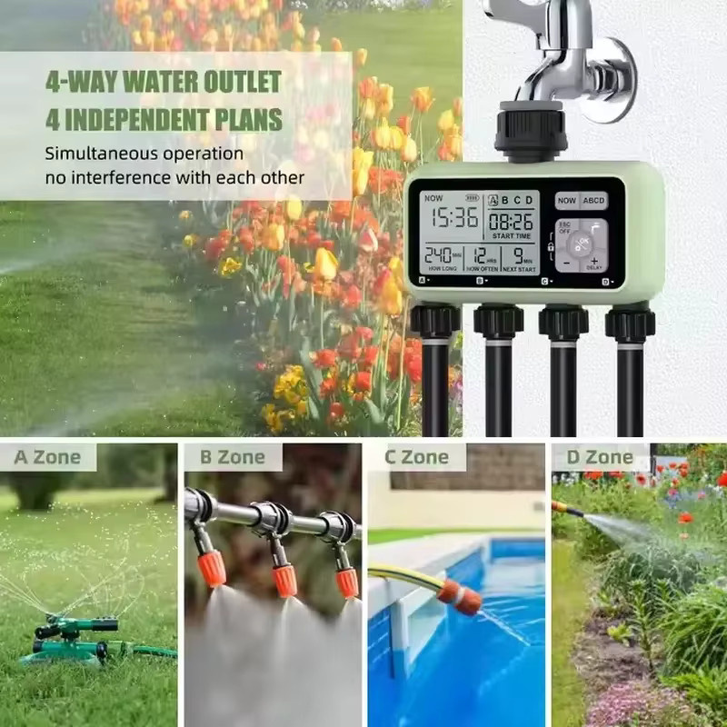 Automatischer Gartenbewässerungscomputer mit LCD-Display und 4 Zonen sowie EU-Stecker - Bild 4