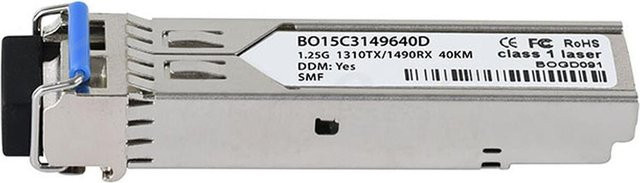 BlueOptics SFP Transceiver BO15C3149640D kompatibel mit Juniper SFP-BXU34-40KM, 1000BASE-BX-U, Singlemode Fiber, LC-Simplex, TX1310nm/RX1490nm, 40KM, DDM, Farbe: Silber - Bild 1