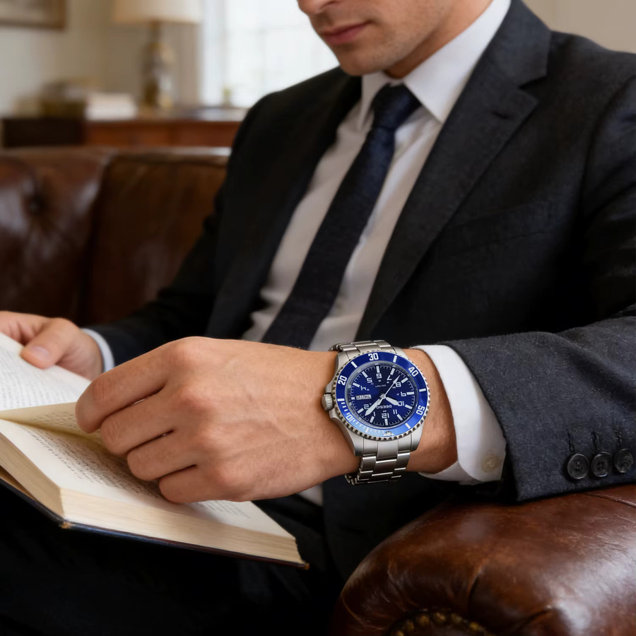 Deesio Armbanduhr Automatik, Edelstahl, Blau, Herren - Bild 5