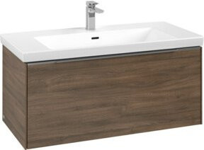 Villeroy & Boch Waschtischunterschrank Subway 3.0 in Weiß und Braun mit LED-Beleuchtung und internen Schubladen, Wandmontage, B/T/H: 97,3 x 42,9 x 47,8 cm - Bild 1