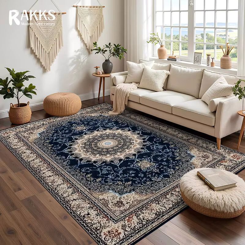 RAKKS Luxuriöser böhmischer Kristallbereichsteppich mit Blumendruck in europäischem Design für Wohnzimmer und Schlafzimmer - Bild 2