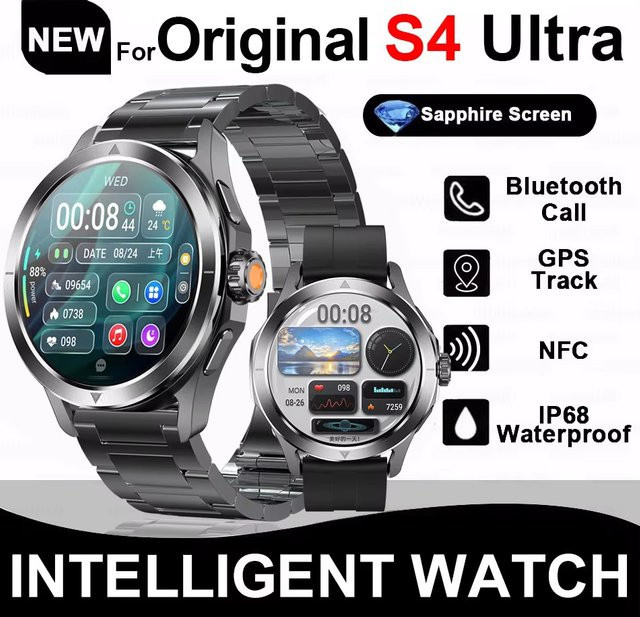 MAVHX Smartwatch, Herren, Schwarz, GPS, NFC, 44 mm, Silikon - Bild 1