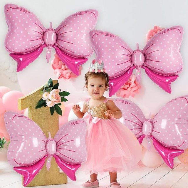 BALONAQ Schleifenballons in Rosa und Multicolour für Geburtstag, Hochzeit und Babyparty, Folienballonbogen aus Kunststoff - Bild 1