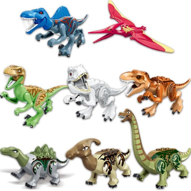Fashnics Jurassic Dinosaurier Welt Triceratops Velociraptor Indominus T-Rex, Bausteine, ab 6 Jahren - Bild 1