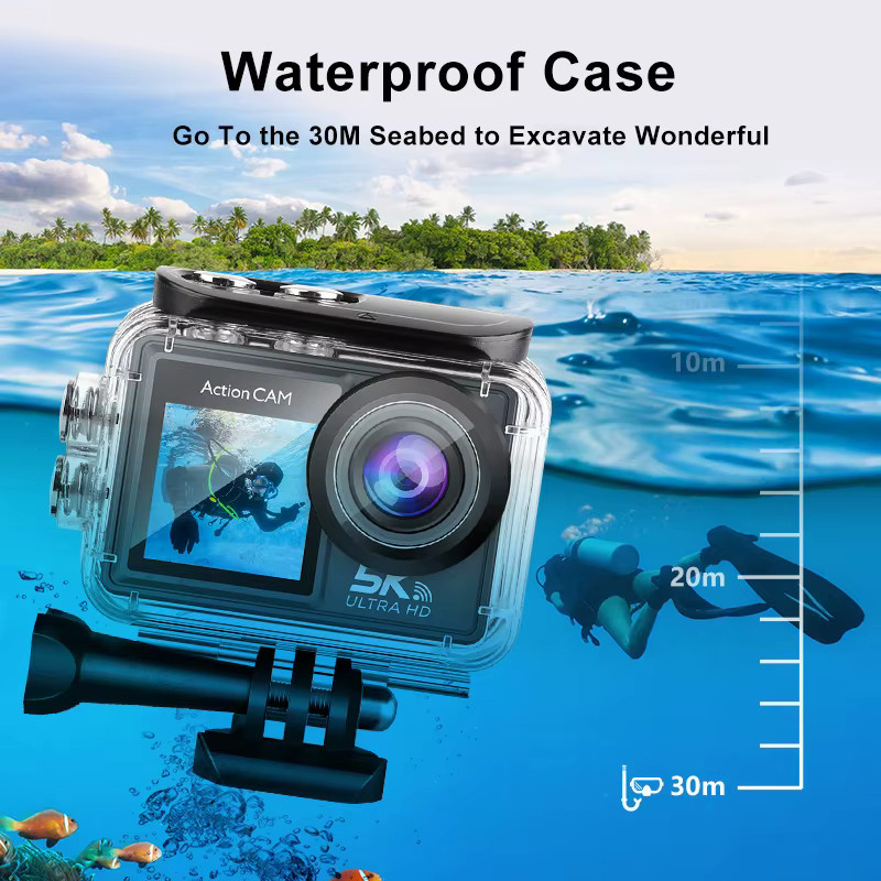 Blossom M40TR 5K Action Camera Pro Schwarz mit EIS Anti-Shake WiFi und 1080P 60FPS Wasserdichte Sportkamera - Bild 5