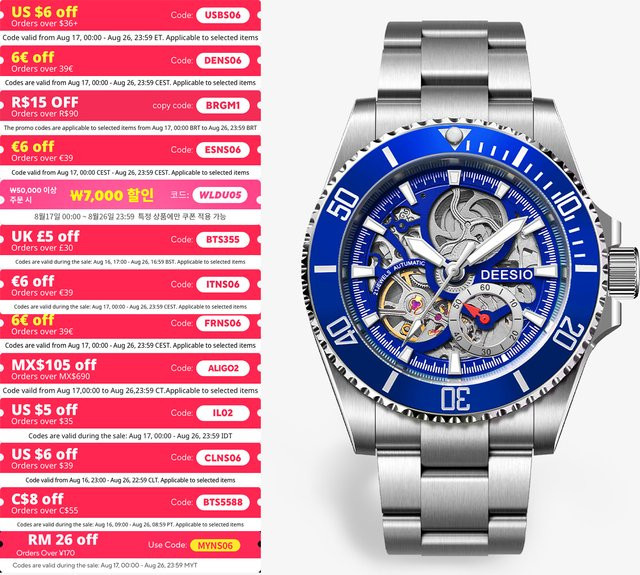 Deesio Armbanduhr Automatik, Edelstahl, Saphirglas, Herren - Bild 1