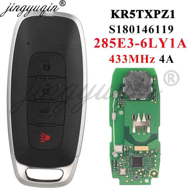 Jingyuqin Auto-Fernbedienungsschlüssel für Nissan Versa 2023 2024, 433 MHz 4A Smart Keyless Fob, Schwarz - Bild 1