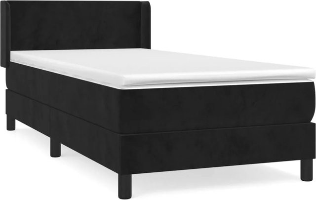 vidaXL Boxspringbett mit Matratze in Schwarz aus Samt, Hybrid-Bett mit Taschenfederkern, B/T: 100 x 200 cm - Bild 1