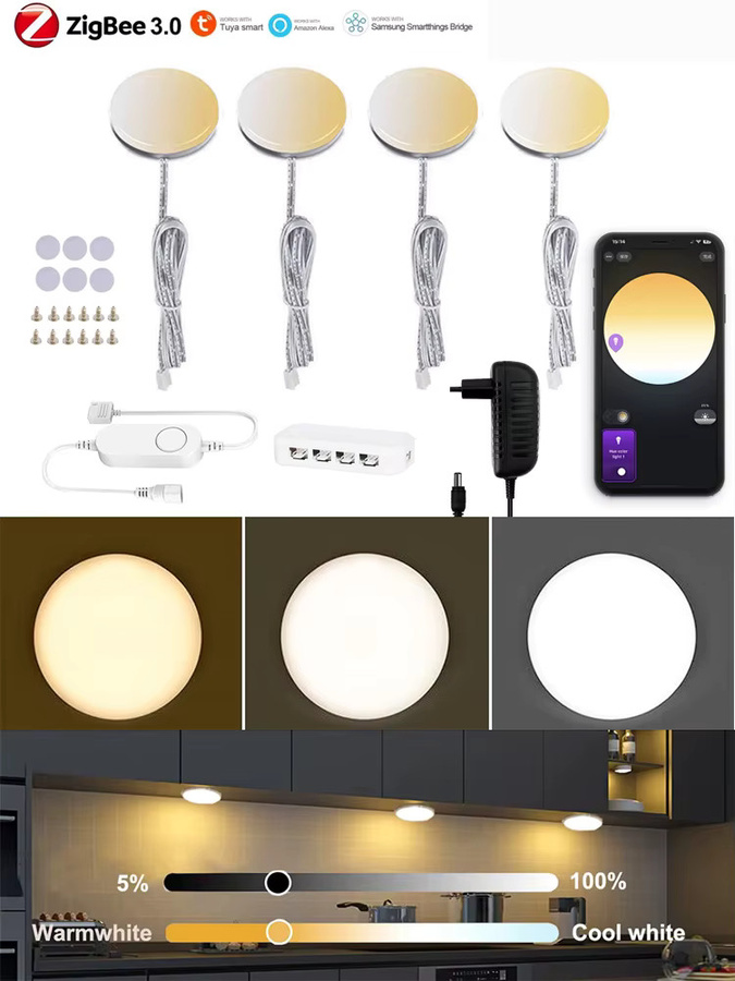 YSRSAI Zigbee 3.0 LED Unterschrankleuchte in Weiß mit CCT-Farbtemperatursteuerung und App-Steuerung für Kleiderschrank und Schlafzimmer - Bild 4