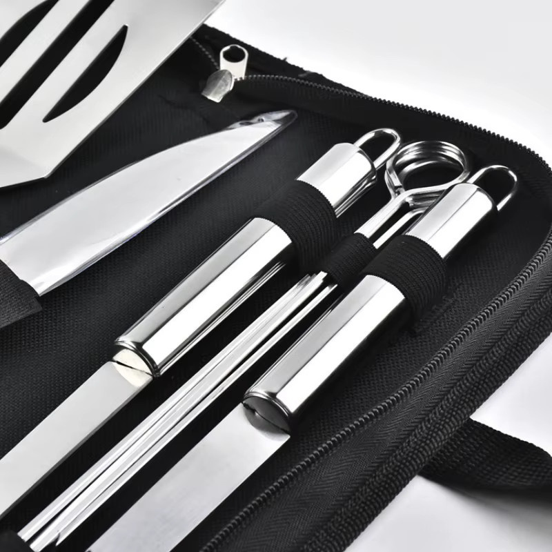 Edelstahl Grill-Set in Silber mit tragbarer Aufbewahrungstasche - Bild 4