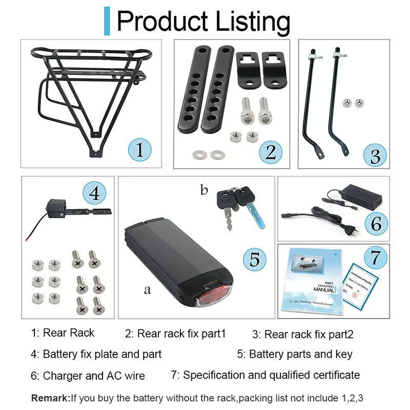 UNITPACKPOWER Lithium-Ionen-Ebike-Batterie 36V 21Ah für Elektrofahrräder, Schwarz - Bild 4