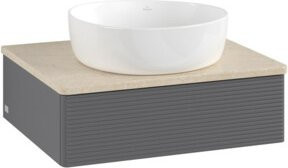V&B Waschtischunterschrank Antao mit Frontstruktur und Beleuchtung in Anthrazit, B/T/H: 60 x 50 x 19 cm - Bild 1