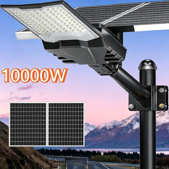 YQCHEZI Solar-Straßenleuchte für den Außenbereich mit 40000 mAh als leistungsstarkes Solar-Sicherheitsflutlicht zur Parkplatzbeleuchtung - Bild 1