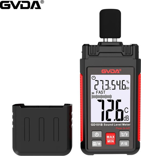GVDA Digitales Schallpegelmessgerät Geräuschpegelmesser 30-130dB in Schwarz - Bild 1