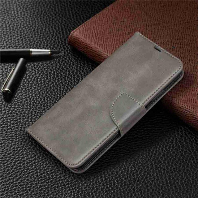 Leder Klappbrieftasche Schutzhülle für Xiaomi Redmi Note 7 8 9 Pro 10S 11 11S 12S 12 Pro 12C 10 10C 9A 9C 9T 8 8A in Grau - Bild 1