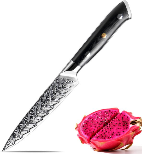 Xituo Damaststahl Schälmesser in Schwarz mit ergonomischem G10 Griff, 12,7 cm - Bild 1