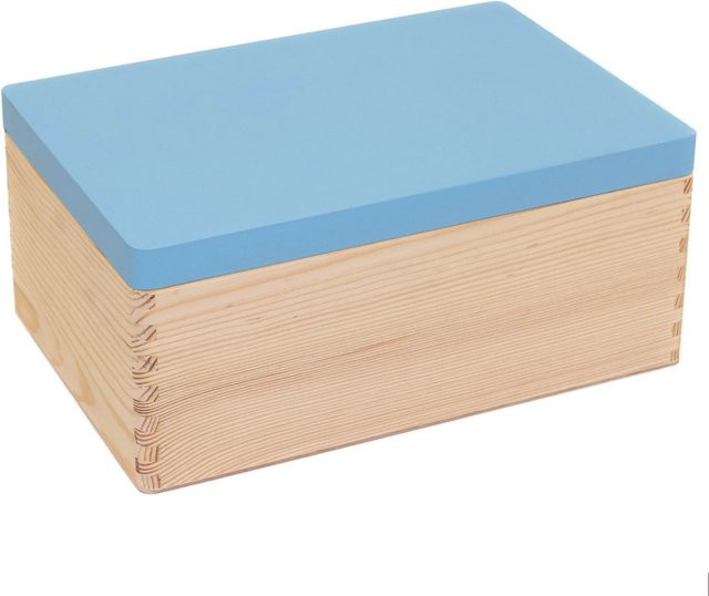 HolzFee Holzkiste mit Deckel in Blau als Aufbewahrungsbox und Erinnerungskiste mit Fingerverzinkung, B/T/H: 30 x 20 x 13,5 cm - Bild 1