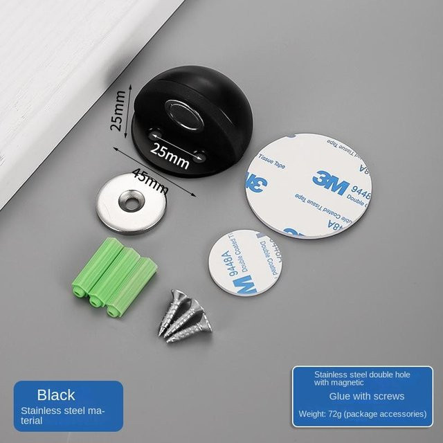 Yiran Furniture Magnetischer Türstopper aus Edelstahl in Schwarz mit Schildkröten-Design ohne Bohren - Bild 1