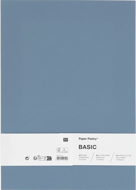 Rico Design Paper Poetry Bogen Basic A4 Dunkelblau 10 Stück - Bild 1