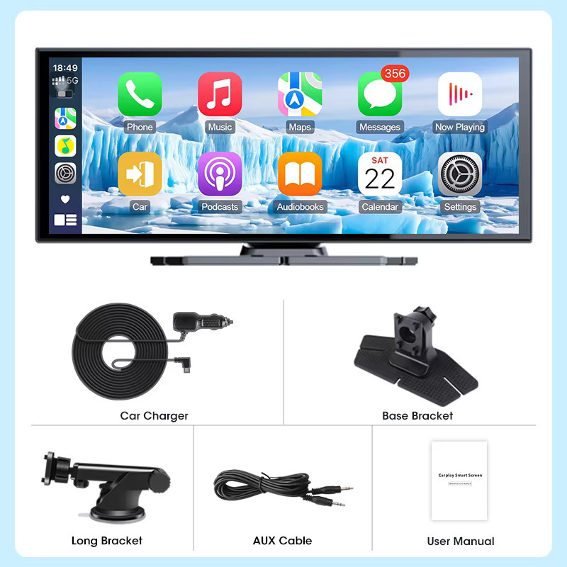 Jansite Tragbares Universelles Autoradio mit 11,26 Zoll HD-Touchscreen in Schwarz mit Apple Carplay, Android Auto, GPS, WIFI und Bluetooth - Bild 8