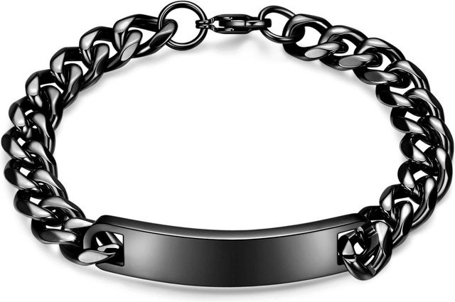 Wucifang Jewelry Herrenarmband, kubanische Gliederkette, Titanstahlband, schwarz - Bild 1
