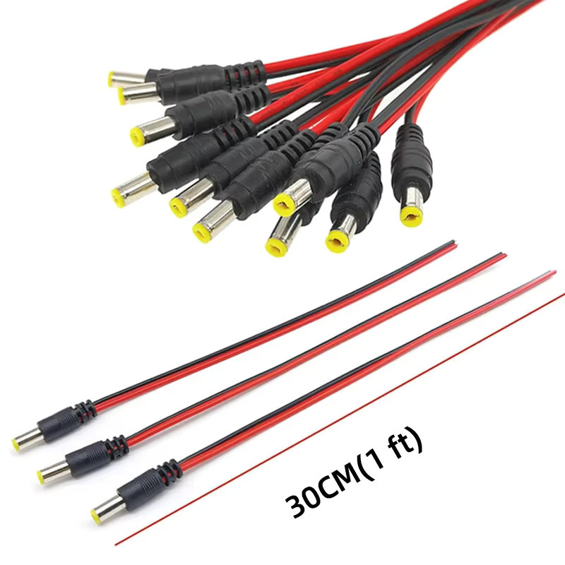 DC-Stromkabel mit 2-Pin-Stecker 5,5x2,1mm, 18 AWG, Männlich und Weiblich, 30cm Länge, Schwarz - Bild 4